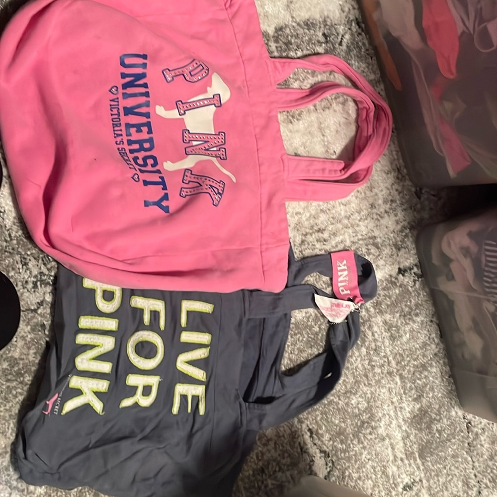 2 New VS pink tote bags sweatshirt n Tshirt material